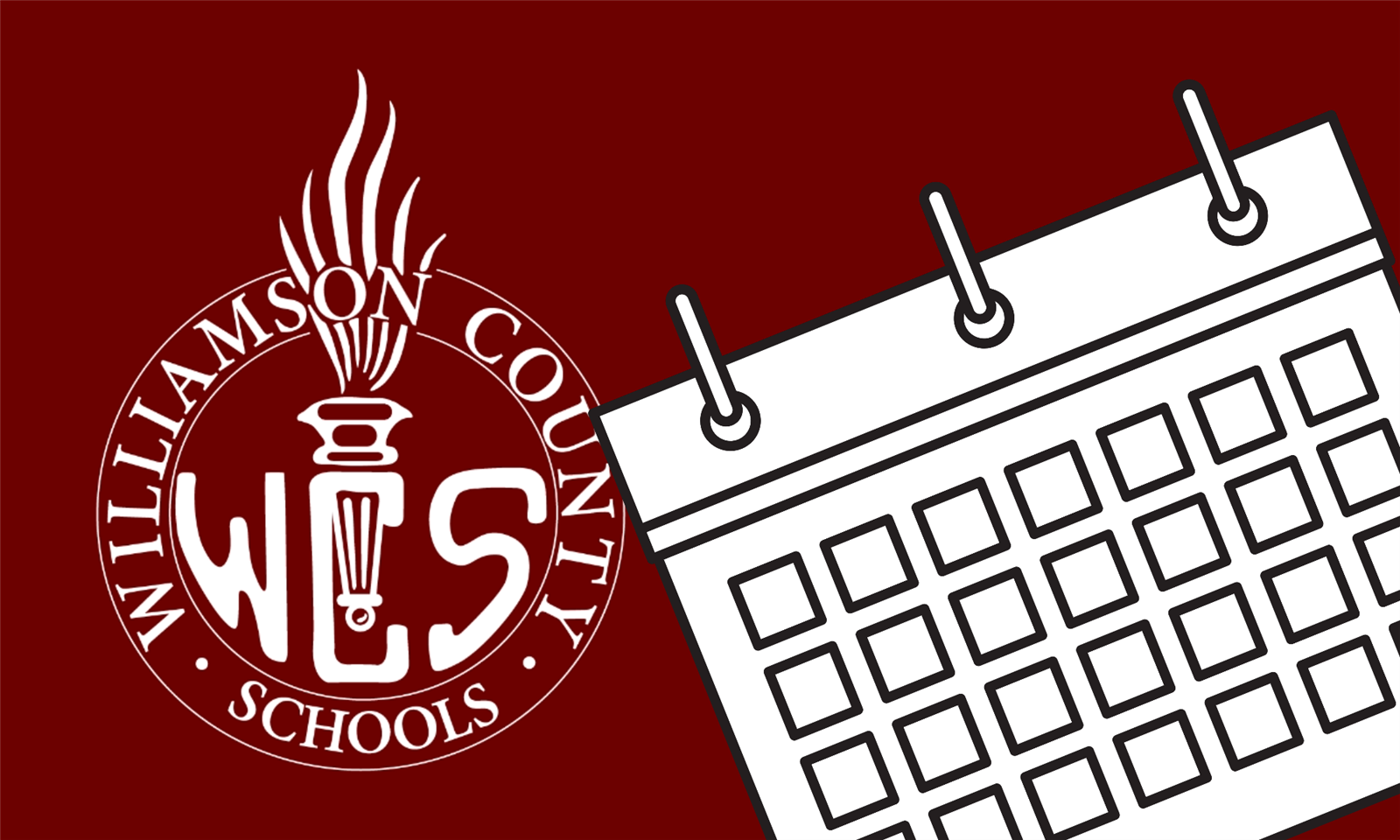 Calendar on red background with WCS Logo
